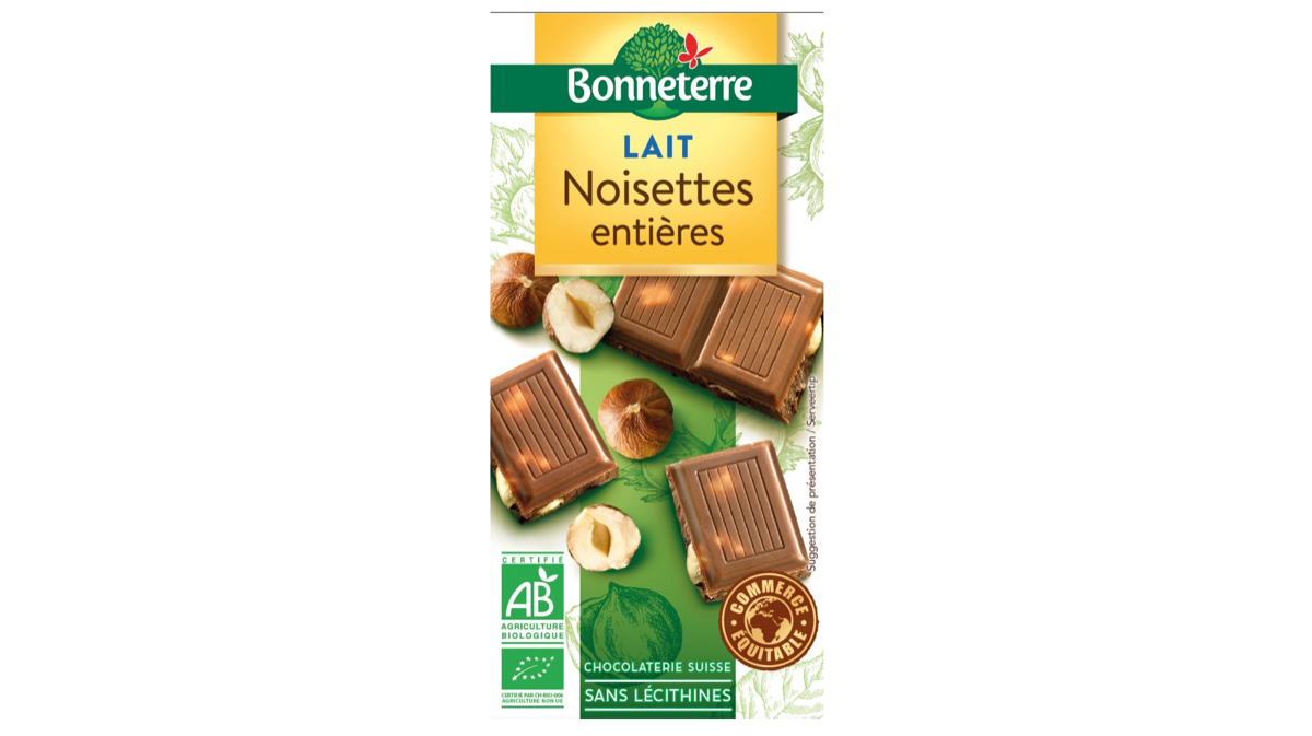 Chocolat lait noisette 100g Bonneterre