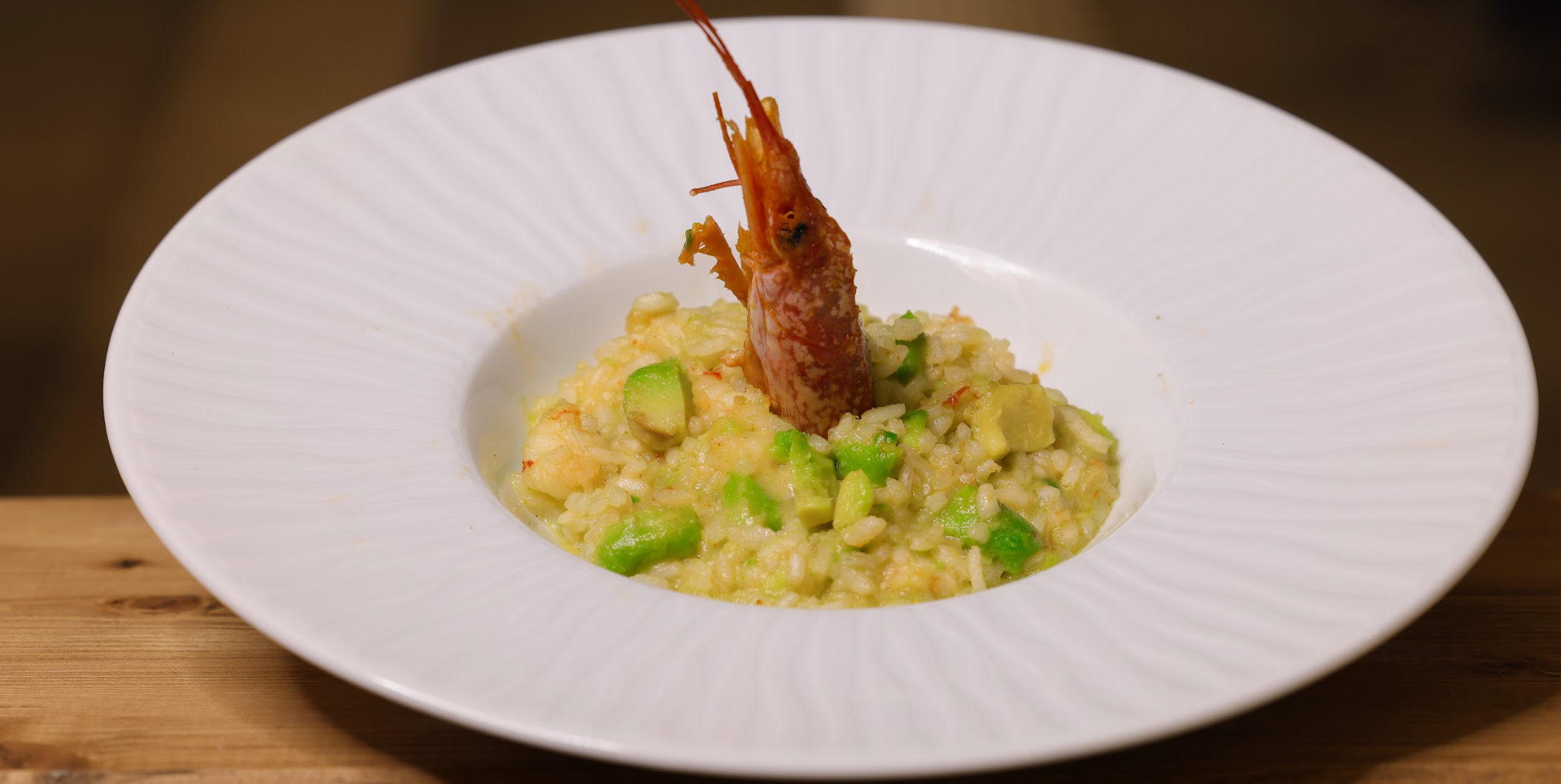 Gamberi risotto and artichoke cream