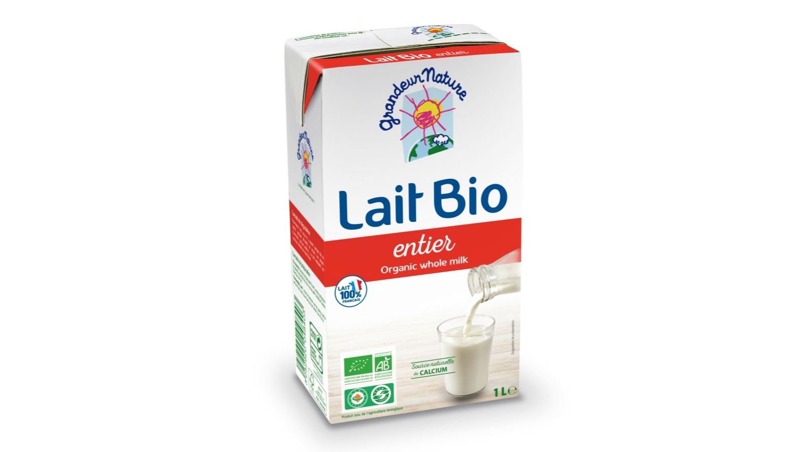 Lait entier brique 1L Grandeur nature