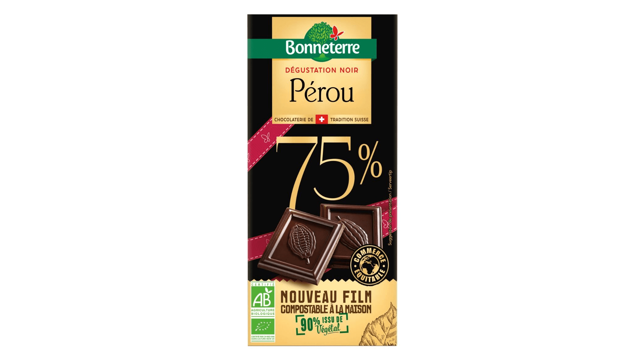 Tablette noir Pérou 75% 80g Bonneterre